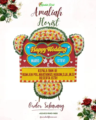 Karangan Papan Bunga Pernikahan di Aula Kodim 1016 Palangkaraya